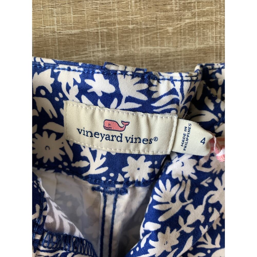 Vineyard Vines Floral Shorts Womens 4 Blue White Stretch Chino Preppy NWT - Picture 4 of 15